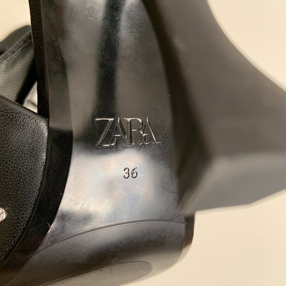 Zara Sexy Edgy Studded Sling Back Heels Black Size 36 - Picture 11 of 11
